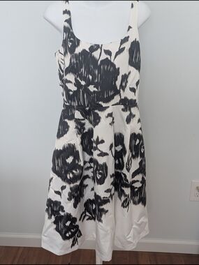 White House Black Market Black Floral Midi Dress